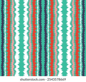 Ikat stripes seamles pattern. Nordic style. Striped beach towel. Geometric abstract illustration, wallpaper. Tribal ethnic vector texture. Aztec style. Folk embroidery. Scandinavian, African rug.