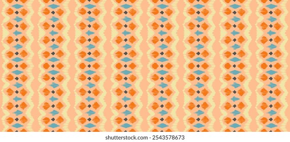 Ikat stripes seamles pattern. Nordic style. Striped beach towel. Geometric abstract illustration, wallpaper. Tribal ethnic vector texture. Aztec style. Folk embroidery. Scandinavian, African rug.