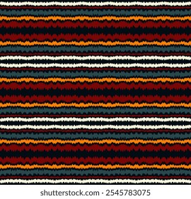 Ikat stripes seamles pattern. Nordic style. Striped beach towel. Geometric abstract illustration, wallpaper. Tribal ethnic vector texture. Aztec style. Folk embroidery. Scandinavian, African rug.