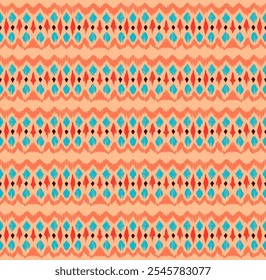 Ikat stripes seamles pattern. Nordic style. Striped beach towel. Geometric abstract illustration, wallpaper. Tribal ethnic vector texture. Aztec style. Folk embroidery. Scandinavian, African rug.