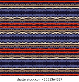 Ikat stripes seamles pattern. Nordic style. Striped beach towel. Geometric abstract illustration, wallpaper. Tribal ethnic vector texture. Aztec style. Folk embroidery. Scandinavian, African rug.