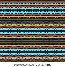 Ikat stripes seamles pattern. Nordic style. Striped beach towel. Geometric abstract illustration, wallpaper. Tribal ethnic vector texture. Aztec style. Folk embroidery. Scandinavian, African rug.