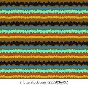 Ikat stripes seamles pattern. Nordic style. Striped beach towel. Geometric abstract illustration, wallpaper. Tribal ethnic vector texture. Aztec style. Folk embroidery. Scandinavian, African rug.