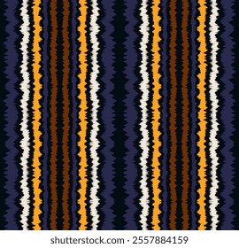 Ikat stripes seamles pattern. Nordic style. Striped beach towel. Geometric abstract illustration, wallpaper. Tribal ethnic vector texture. Aztec style. Folk embroidery. Scandinavian, African rug.