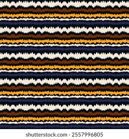Ikat stripes seamles pattern. Nordic style. Striped beach towel. Geometric abstract illustration, wallpaper. Tribal ethnic vector texture. Aztec style. Folk embroidery. Scandinavian, African rug.