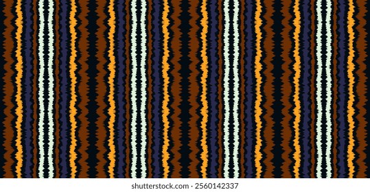 Ikat stripes seamles pattern. Nordic style. Striped beach towel. Geometric abstract illustration, wallpaper. Tribal ethnic vector texture. Aztec style. Folk embroidery. Scandinavian, African rug.