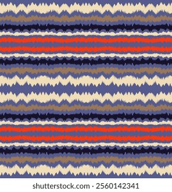 Ikat stripes seamles pattern. Nordic style. Striped beach towel. Geometric abstract illustration, wallpaper. Tribal ethnic vector texture. Aztec style. Folk embroidery. Scandinavian, African rug.