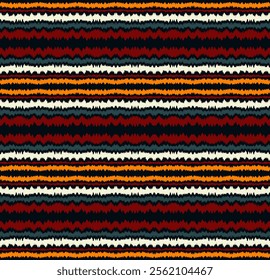 Ikat stripes seamles pattern. Nordic style. Striped beach towel. Geometric abstract illustration, wallpaper. Tribal ethnic vector texture. Aztec style. Folk embroidery. Scandinavian, African rug.