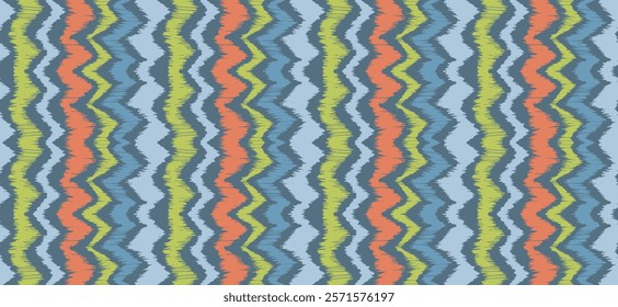 Ikat stripes seamles pattern. Nordic style. Striped beach towel. Geometric abstract illustration, wallpaper. Tribal ethnic vector texture. Aztec style. Folk embroidery. Scandinavian, African rug.