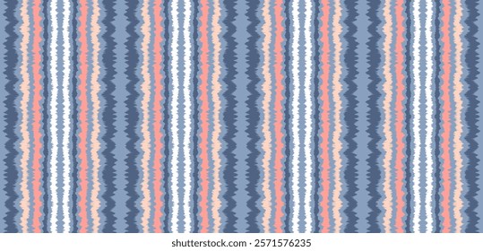 Ikat stripes seamles pattern. Nordic style. Striped beach towel. Geometric abstract illustration, wallpaper. Tribal ethnic vector texture. Aztec style. Folk embroidery. Scandinavian, African rug.