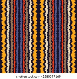 Ikat stripes seamles pattern. Nordic style. Striped beach towel. Geometric abstract illustration, wallpaper. Tribal ethnic vector texture. Aztec style. Folk embroidery. Scandinavian, African rug.