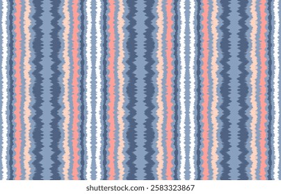 Ikat stripes seamles pattern. Nordic style. Striped beach towel. Geometric abstract illustration, wallpaper. Tribal ethnic vector texture. Aztec style. Folk embroidery. Scandinavian, African rug.