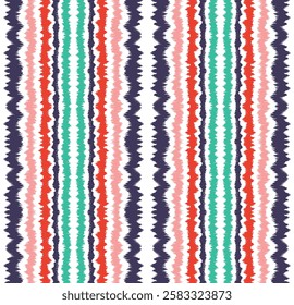 Ikat stripes seamles pattern. Nordic style. Striped beach towel. Geometric abstract illustration, wallpaper. Tribal ethnic vector texture. Aztec style. Folk embroidery. Scandinavian, African rug.