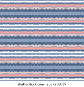 Ikat stripes seamles pattern. Nordic style. Striped beach towel. Geometric abstract illustration, wallpaper. Tribal ethnic vector texture. Aztec style. Folk embroidery. Scandinavian, African rug.