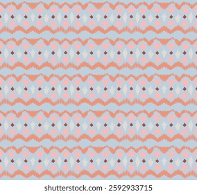 Ikat stripes seamles pattern. Nordic style. Striped beach towel. Geometric abstract illustration, wallpaper. Tribal ethnic vector texture. Aztec style. Folk embroidery. Scandinavian, African rug.