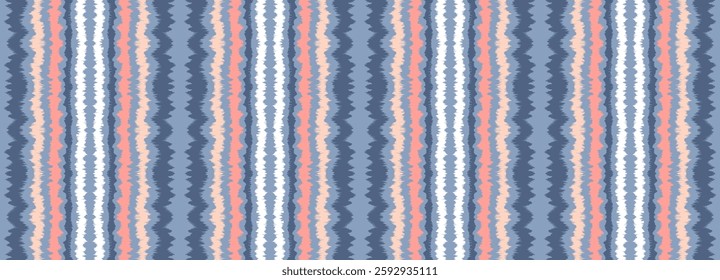 Ikat stripes seamles pattern. Nordic style. Striped beach towel. Geometric abstract illustration, wallpaper. Tribal ethnic vector texture. Aztec style. Folk embroidery. Scandinavian, African rug.