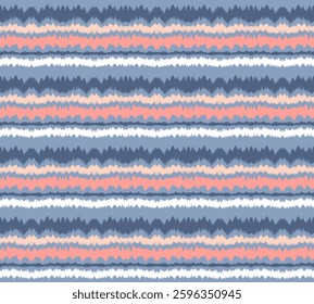 Ikat stripes seamles pattern. Nordic style. Striped beach towel. Geometric abstract illustration, wallpaper. Tribal ethnic vector texture. Aztec style. Folk embroidery. Scandinavian, African rug.