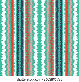 Ikat stripes seamles pattern. Nordic style. Striped beach towel. Geometric abstract illustration, wallpaper. Tribal ethnic vector texture. Aztec style. Folk embroidery. Scandinavian, African rug.