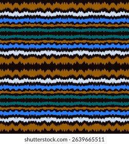 Ikat stripes seamles pattern. Nordic style. Striped beach towel. Geometric abstract illustration, wallpaper. Tribal ethnic vector texture. Aztec style. Folk embroidery. Scandinavian, African rug.