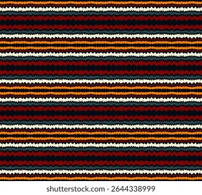 Ikat stripes seamles pattern. Nordic style. Striped beach towel. Geometric abstract illustration, wallpaper. Tribal ethnic vector texture. Aztec style. Folk embroidery. Scandinavian, African rug.