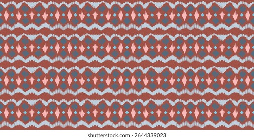 Ikat stripes seamles pattern. Nordic style. Striped beach towel. Geometric abstract illustration, wallpaper. Tribal ethnic vector texture. Aztec style. Folk embroidery. Scandinavian, African rug.