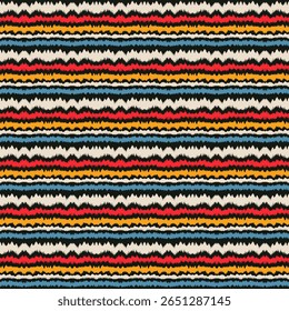 Ikat stripes seamles pattern. Nordic style. Striped beach towel. Geometric abstract illustration, wallpaper. Tribal ethnic vector texture. Aztec style. Folk embroidery. Scandinavian, African rug.