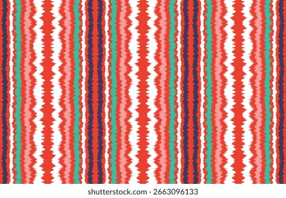 Ikat stripes seamles pattern. Nordic style. Striped beach towel. Geometric abstract illustration, wallpaper. Tribal ethnic vector texture. Aztec style. Folk embroidery. Scandinavian, African rug.