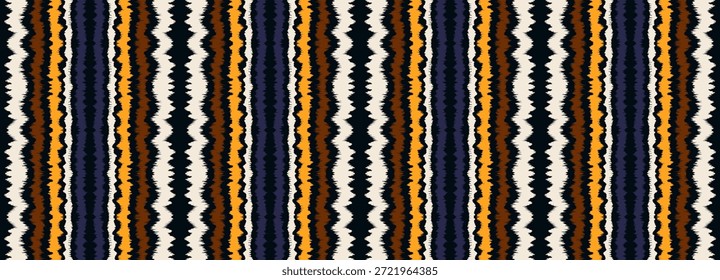 Patrón sin fisuras de rayas Ikat. Estilo nórdico. Toalla de playa rayada. Ilustración abstracta geométrica, Fondo de pantalla. Textura de Vector étnico tribal. Estilo azteca. Bordado de Folk. Alfombra escandinava y africana.