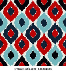 Ikat style background. Seamless vector pattern.