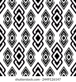 Ikat style pattern for designing fabric patterns. Black and white fabric pattern for background. Design clothing, tablecloths, bed sheets, curtains.
