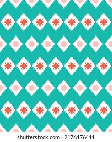 Ikat Style Retro Zigzags Abstract Geometric Seamless Pattern Trendy Fashion Colors Minimal Simple Design Perfect for Allover Fabric Print or Wrapping Paper Tiffany Blue Tones
