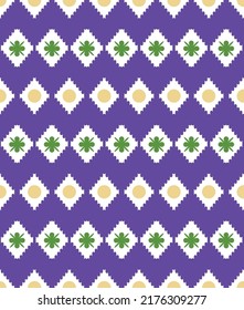 Ikat Style Retro Zigzags Abstract Geometric Seamless Pattern Trendy Fashion Colors Minimal Simple Design Perfect for Allover Fabric Print or Wrapping Paper Electric Purple Tones
