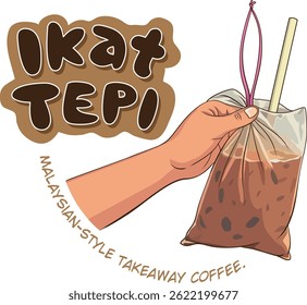 "Ikat tepi" means "tie at the side" in Malay. It's used in Malaysia for takeaway drinks, where the drink is packed in a plastic bag with a knot on one side for easy carrying and drinking.
