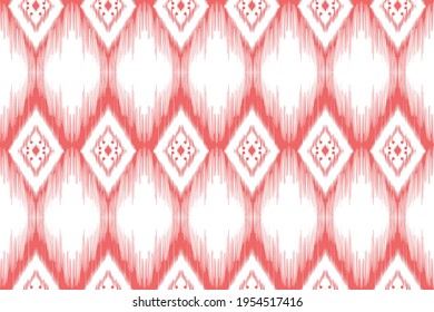 Ikat textile seamless pattern design for fabric prints clothing. Aztec, boho, geometric, African, American, Indian, carpet, mandala, ornament chevron wallpaper. Ikat vector illustrations background.