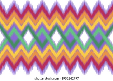 Ikat Textil nahtlose Muster. Ethnische, Azteken, geometrische, Teppichböden, Mandalas, afrikanische, amerikanische Muster für den Druck auf Stoff Seidenvorhang Kissen-Maske-Hemd aus Baumwolle. Vektorgrafiken aus Ornamenten.