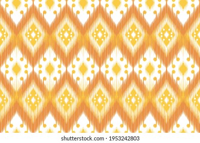 Ikat textile seamless pattern. Ethnic, Aztec, geometric, carpet, mandalas, African, American pattern for printing on fabric cotton silk curtain pillow mask bag shirt. Ornament vector illustrations.