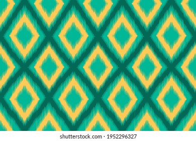 Ikat textile seamless pattern. Pillow textile decoration. Ethnic, African, Indian, Aztec, boho, geometric, mandala, ikat chevron wallpaper. Ornament vector illustrations background.