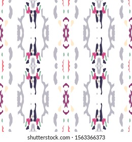 Ikat, Tie Dye. Batik, Hand Drawn Seamless Pattern. Ethnic Texture. Hand Drawn Painted. Rose Gray Native Traditional Vintage Cloth.  Geometry Geometric Shibori Watercolor.