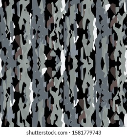 Ikat, Tie Dye. Batik, Hand Drawn Seamless Pattern. Ethnic Texture. Hand Drawn Painted. Black Gray Folk Vintage Native Canvas.  Geometrical Natural Shibori Design.