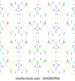 Ikat, Tie Dye. Batik, Hand Drawn Seamless Pattern. Ethnic Texture. Hand Drawn Painted. Pink Mint Modern Vintage Ethnic Home Decor.  Ornamental Geometrical Shibori Design.