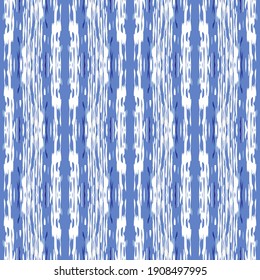Ikat, Tie Dye. Batik, handgezeichnet Nahtloses Muster. Ethnische Textur. Handgezeichnet gestrichen. Blue Cyan Native Traditional Ethnic Tapete Ziergeometrische Shibori Textur.