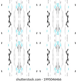 Ikat, Tye. Batik, Ornamento de mano. Geo Surface. Repetir Pintura Interminable.  Azul Gris Antiguo Bordado Tradicional Antiguo.  Elemento de tinte de puntas tejidas con geometría.