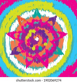 Ikat, tie dye, batik pattern. Wall and home decor. T-shirt graphics design.