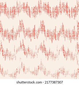 Ikat Tie Dye Seamless Pattern. Diseño de acuarela contemporánea en Japón. Imitación de bordado monocromo étnico. Impresión de arte geométrico de tinta. Fondo de Minimalismo de Rhombus Rojo Rosa y Shibory Beige.