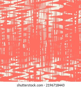 Ikat Tie Dye Seamless Pattern. Rose Red and Beige Shibory Rhombus Minimalism Background. Contemporary Watercolor Japan Design. Ink Geometric Art Print. Ethnic Monochrome Embroidery Imitation.