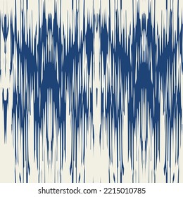 Ikat Tie Dye Seamless Pattern. Indigo Blue and Beige Shibory Rhombus Minimalism Background. Contemporary Watercolor Japan Design. Ethnic Monochrome Embroidery Imitation. Ink Geometric Art Print.