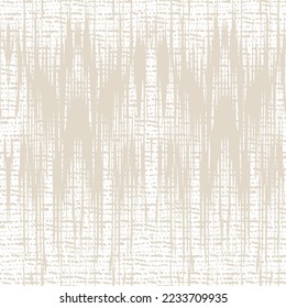 Ikat Tie Dye Seamless Pattern. Shibory Rhombus Minimalism Background. Contemporary Watercolor Japan Design. Ink Geometric Art Print. China Beige and White Ethnic Monochrome Embroidery Imitation.