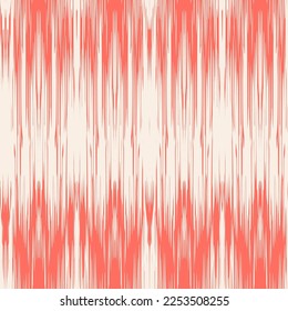 Ikat Tie Dye Seamless Pattern. Shibory Rhombus Minimalism Background. Contemporary Watercolor Japan Design. Ethnic Monochrome Embroidery Imitation. Rose Red and Beige Ink Geometric Art Print.