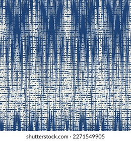 Ikat Tie Dye Seamless Pattern. Shibory Rhombus Minimalism Background. Ethnic Monochrome Embroidery Imitation. Indigo Blue and Beige Contemporary Watercolor Japan Design. Ink Geometric Art Print.