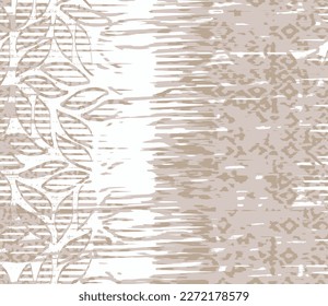 Ikat Tie Dye Seamless Pattern. Contemporary Watercolor Japan Design. China colors Ethnic Monochrome Embroidery Imitation. Shibory Rhombus Minimalism Background. Ink Geometric Art